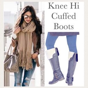 Grey Riding Boots Knee High Over Knee Cornelia Neutral Gray Taupe Womens Size 9